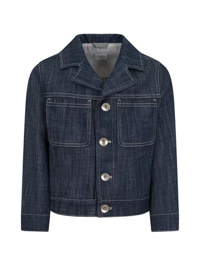 Eleventy Kids' Button Front Jacket In Blue