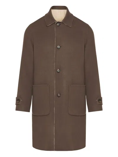 Eleventy Button Pocket Reversible Coat In Brown