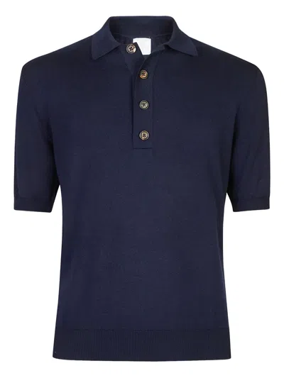 Eleventy Button Short-sleeve Polo Shirt In Blue