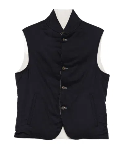 Eleventy Button-up Sleeveless Vest In Black