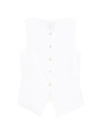 Eleventy Button Waistcoat In White