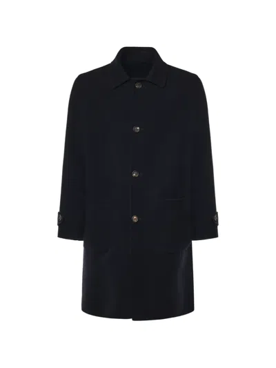 Eleventy Button-down Patch-pocket Coat In Blue