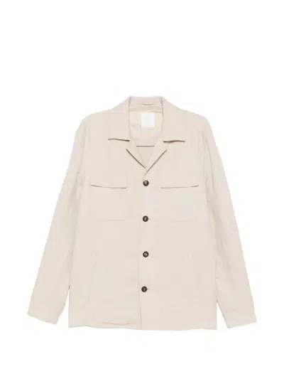 Eleventy Buttoned Chest-pocket Overshirt In Neutral