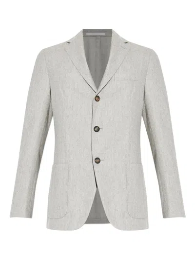 Eleventy Single-breasted Long Sleeve Suit Jacket In Gray