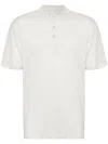 Eleventy Buttoned Linen-cotton T-shirt In Neutrals