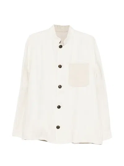 Eleventy Buttoned Patch-pocket Overshirt In White