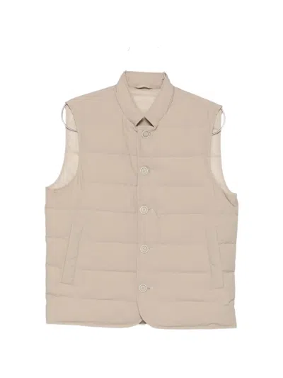 Eleventy Buttoned Quilted Gilet In Brown