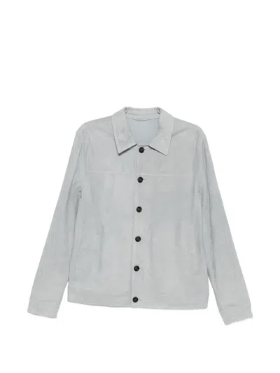 Eleventy Buttoned Suede Jacket In Gray
