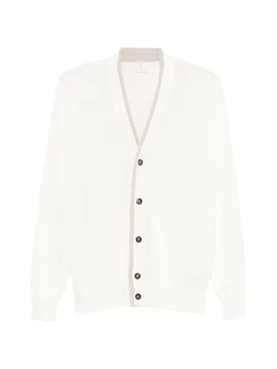 Eleventy Buttoned V-neck Cardigan In White