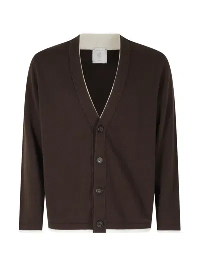 Eleventy Button-fastening V-neck Cardigan In Brown