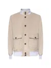 Eleventy Buttonned Leather Jacket In Neutral