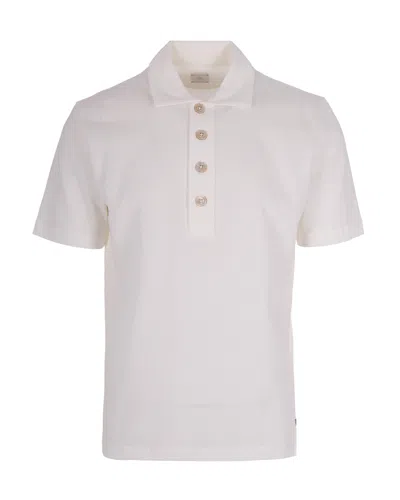 Eleventy Button-placket Cotton Polo Shirt In White