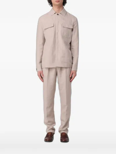 Eleventy Button-up Chest-pocket Suit In Neutral