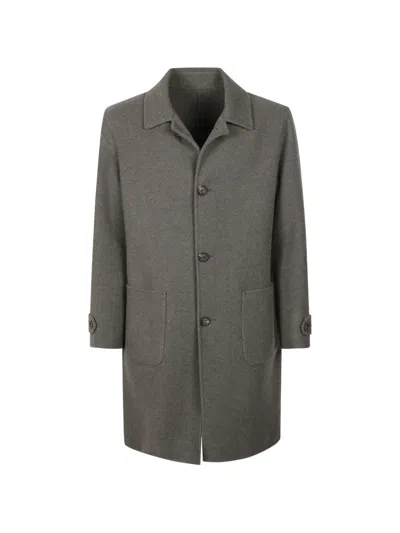 Eleventy Button-up Patch-pocket Coat In Gray