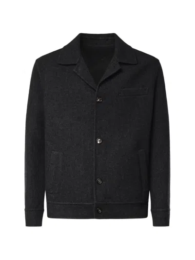 Eleventy Button-up Wool Shirt Jacket In Gray