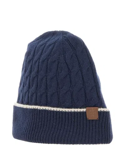 Eleventy Cable-knit Beanie In Blue