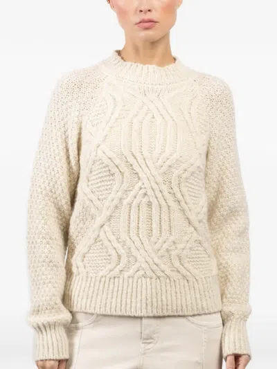 Eleventy Cable-knit Crew-neck Sweater In Neutral