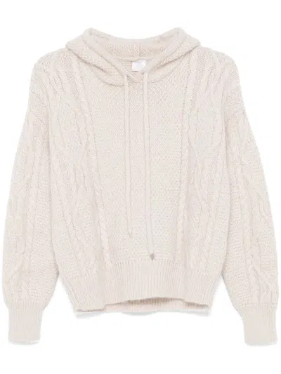 Eleventy Cable-knit Hoodie In Neutrals