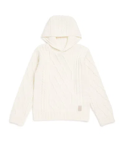 Eleventy Kids' Cable-knit Hoodie In White
