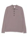 Eleventy Cable-knit Polo Sweater In Brown