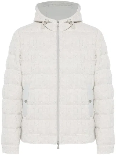 Eleventy Cable-knit Puffer Jacket In Grey