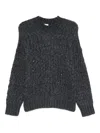 Eleventy Cable-knit Sequin-embellished Sweater In Gray