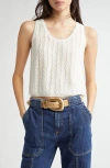 Eleventy Cable Knit Sleeveless Sweater In White