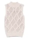 Eleventy Cable-knit Sleeveless Top In Neutral