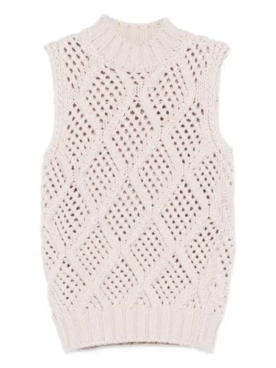 Eleventy Cable-knit Sleeveless Top In Neutral