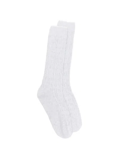 Eleventy Cable-knit Socks In Gold