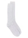 Eleventy Cable-knit Socks In Grey