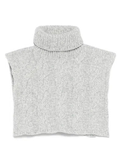 Eleventy Cable-knit Turtleneck Neck Warmer In Gray