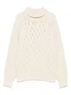 Eleventy Rollkragenpullover Mit Zopfmuster In White