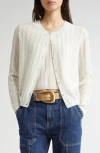 Eleventy Cable Stitch Cashmere Blend Cardigan In White