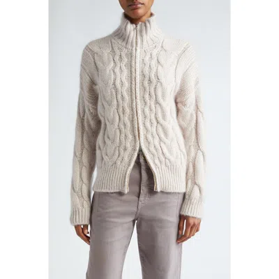 Eleventy Cable Stitch Virgin Wool, Mohair & Silk Blend Cardigan In White