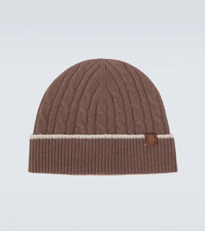 Eleventy Cable-knit Cashmere Beanie In Brown