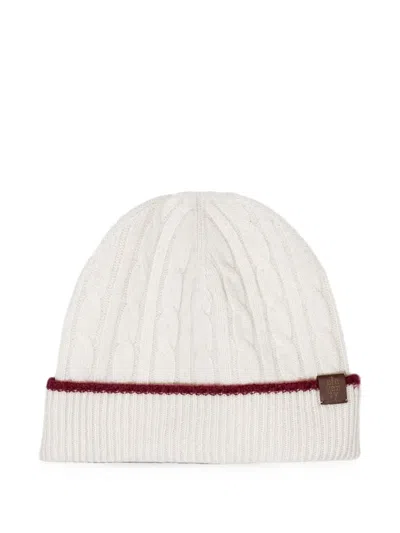 Eleventy Cable-knit Cashmere Beanie Hat In White