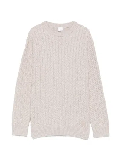 Eleventy Cable-knit Crew Neck Sweater In Brown