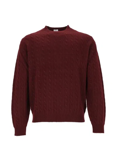 Eleventy Cable-knit Crew-neck Sweater In Red