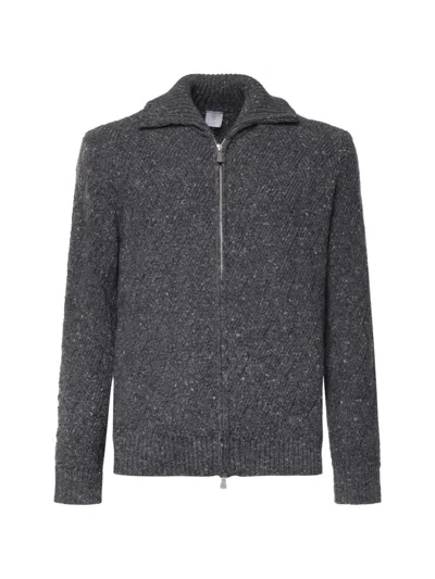Eleventy Cable-knit Zip-up Sweater In Gray