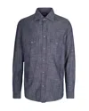 Eleventy Long-sleeved Chest Pocket Shirt In Blue