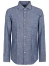 Eleventy Lightweight Denim French Collar Shirt