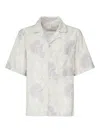 Eleventy Mens Sabbia E Malva Flower-print Camp-collar Linen And Cotton Shirt In Beige