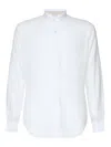 Eleventy Linen Mandarin Collar Shirt In White