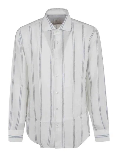 Eleventy Striped Shirt In White