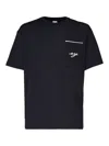Eleventy Embroidered Cotton Pocket T-shirt In Blue