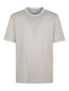 Eleventy Relaxed-fit Beige Cotton T-shirt With Contrasting Accents In White