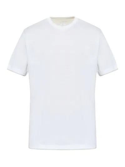 Eleventy Classic White T-shirt With Contrasting Trim