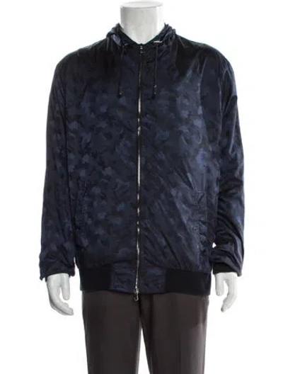 Pre-owned Eleventy Camouflage Print Windbreaker In Blue