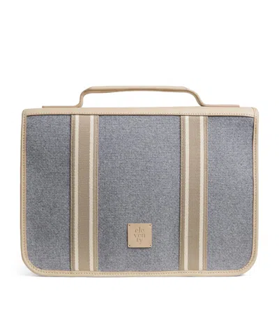 Eleventy Canvas Leather-detail Briefcase In Gray